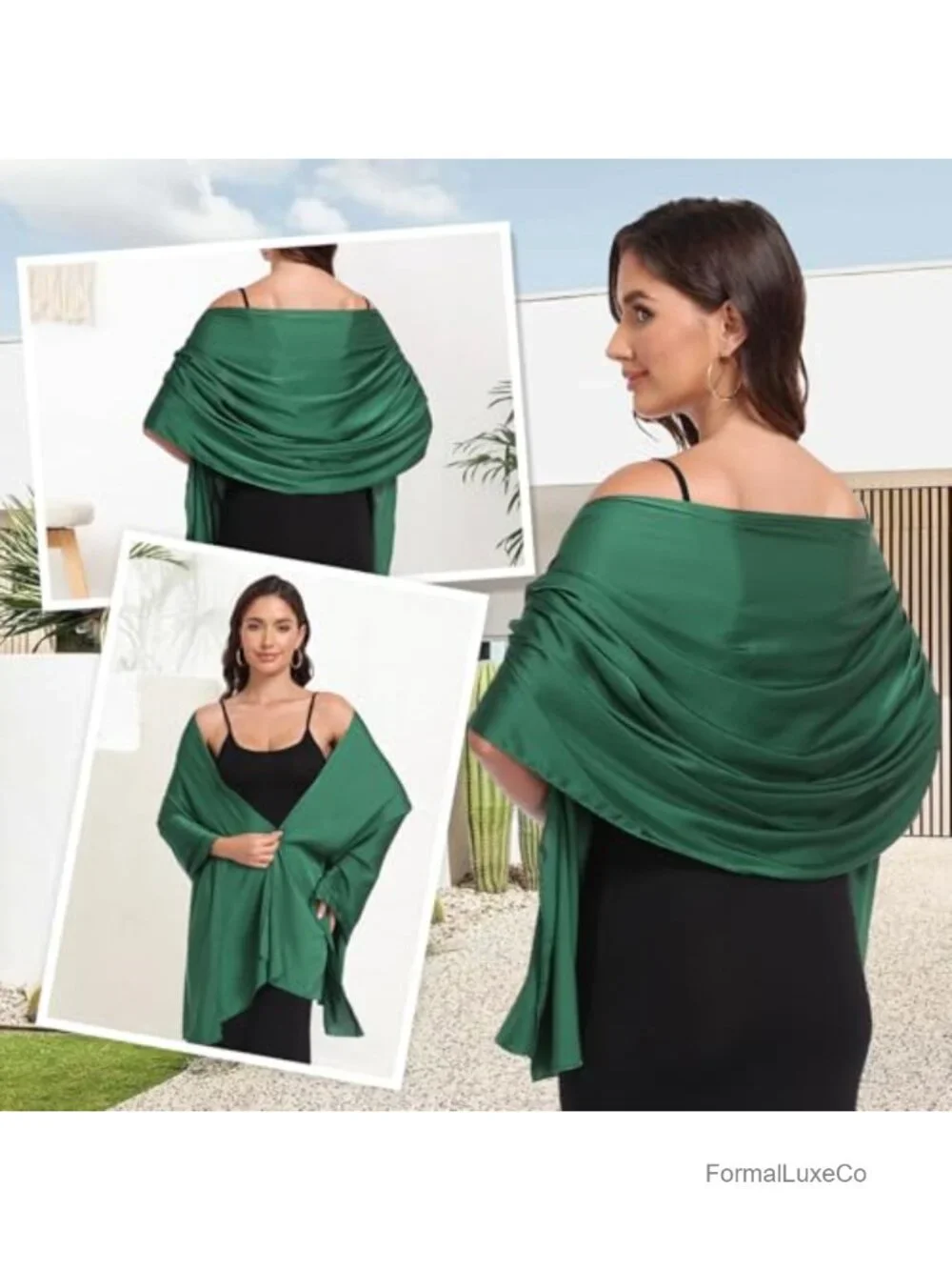 Satin Shawl Wrap for Evening Dresses Wedding Formal Cover Up